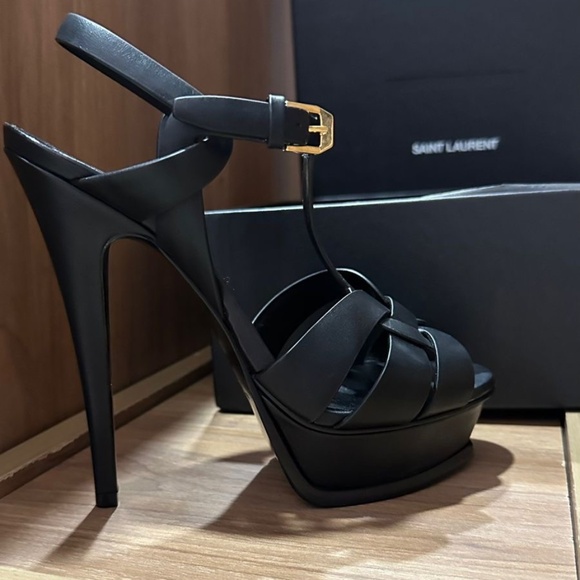 TRIBUTE PLATFORM SANDALS IN SMOOTH LEATHER - Picture 1 of 5